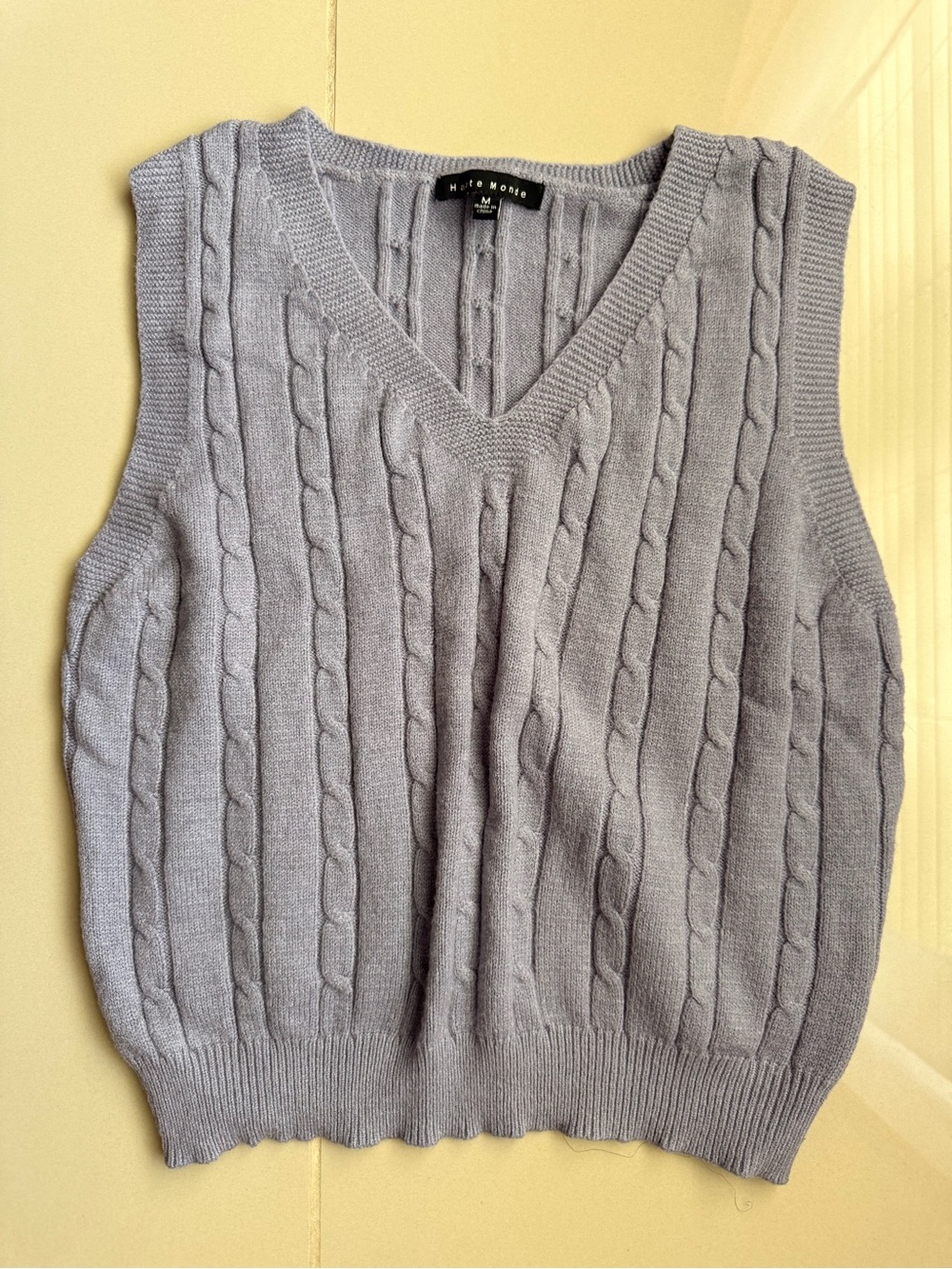 Haute Monde Grey Cable Knit Sweater Vest Size M
